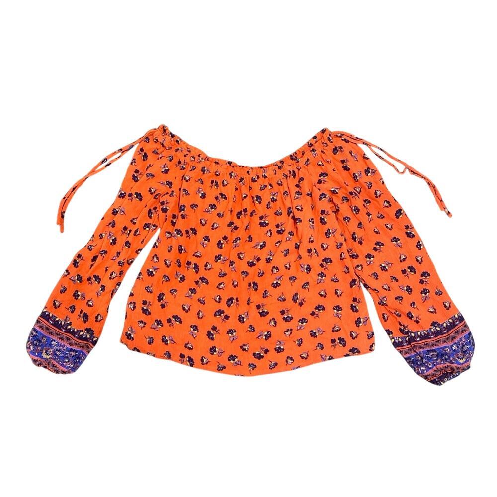 Off the Shoulder Cropped Blouse in Orange, Size S​